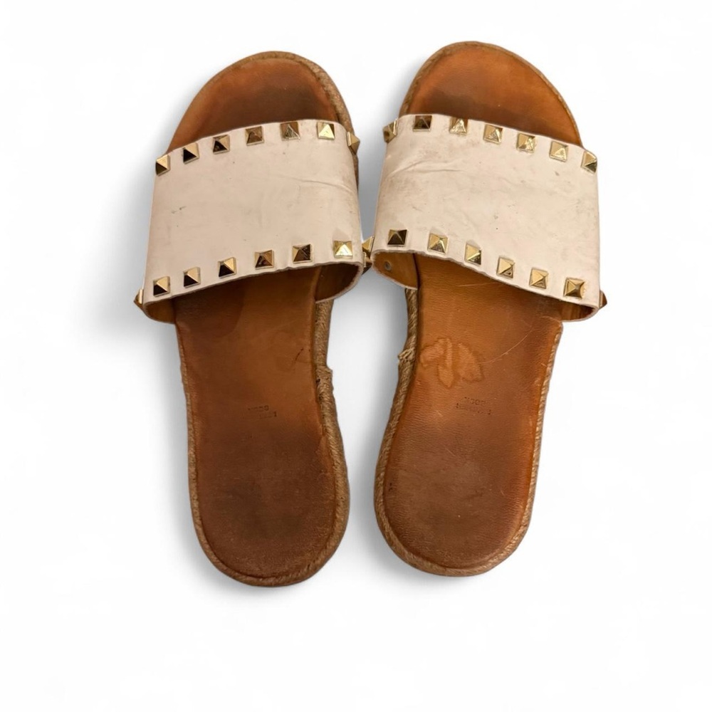 White studded sandals. Size 7.